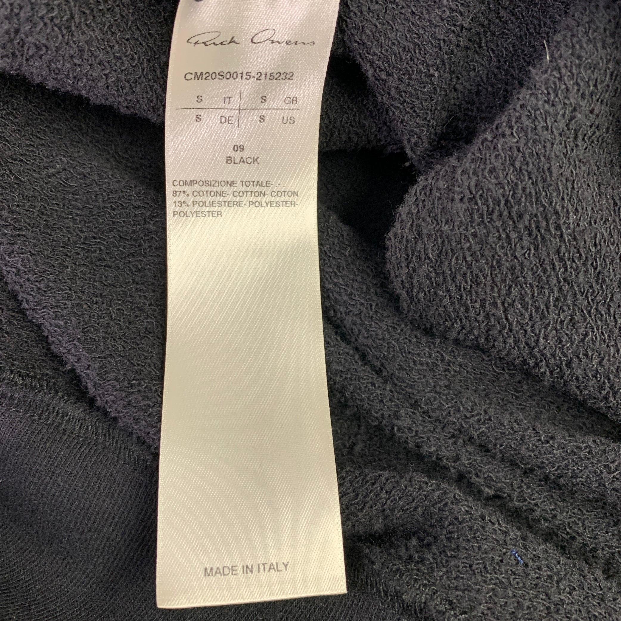 RICK OWENS Size S Black Cotton Polyester Hoodie Sweatshirt For Sale 2