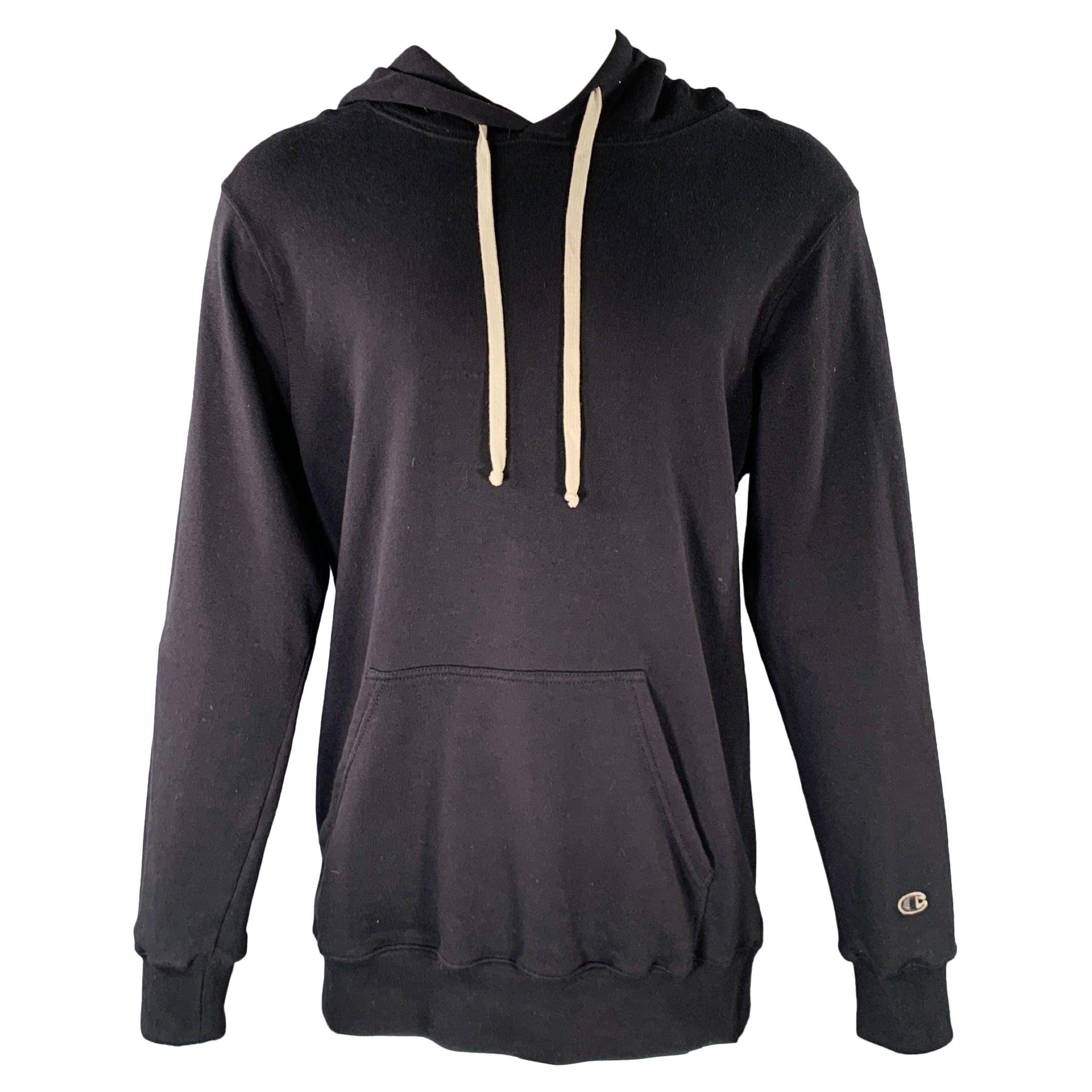 Felpa con cappuccio in cotone e poliestere nero Rick Owens Taglia S