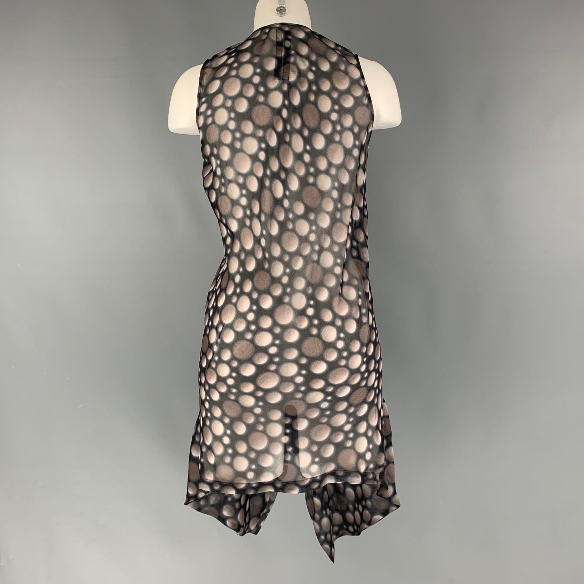 RICK OWENS Size S/M Taupe Black Dots Sleeveless Dress In Excellent Condition In San Francisco, CA