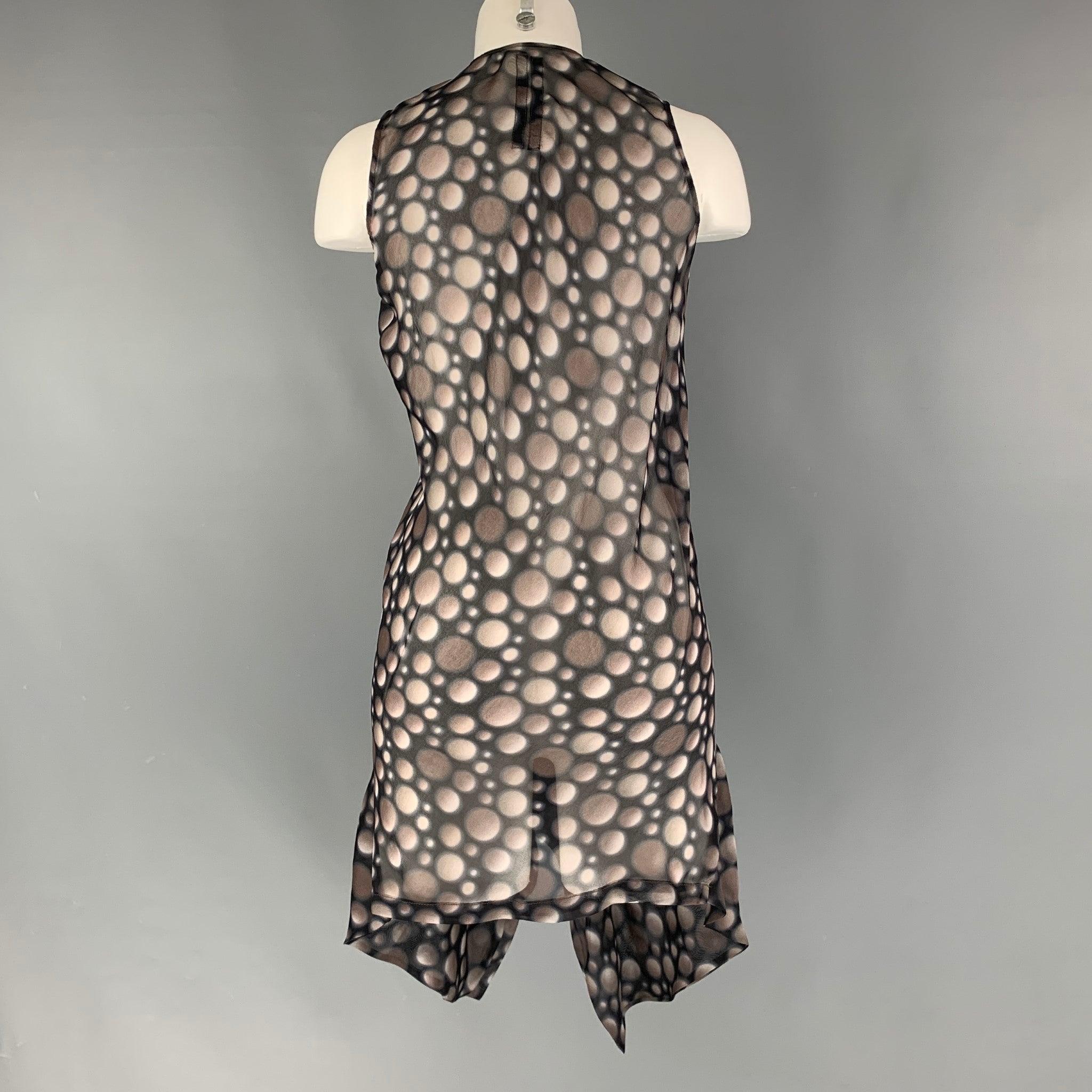 RICK OWENS Size S Taupe Black Dots Sleeveless Dress In Excellent Condition For Sale In San Francisco, CA