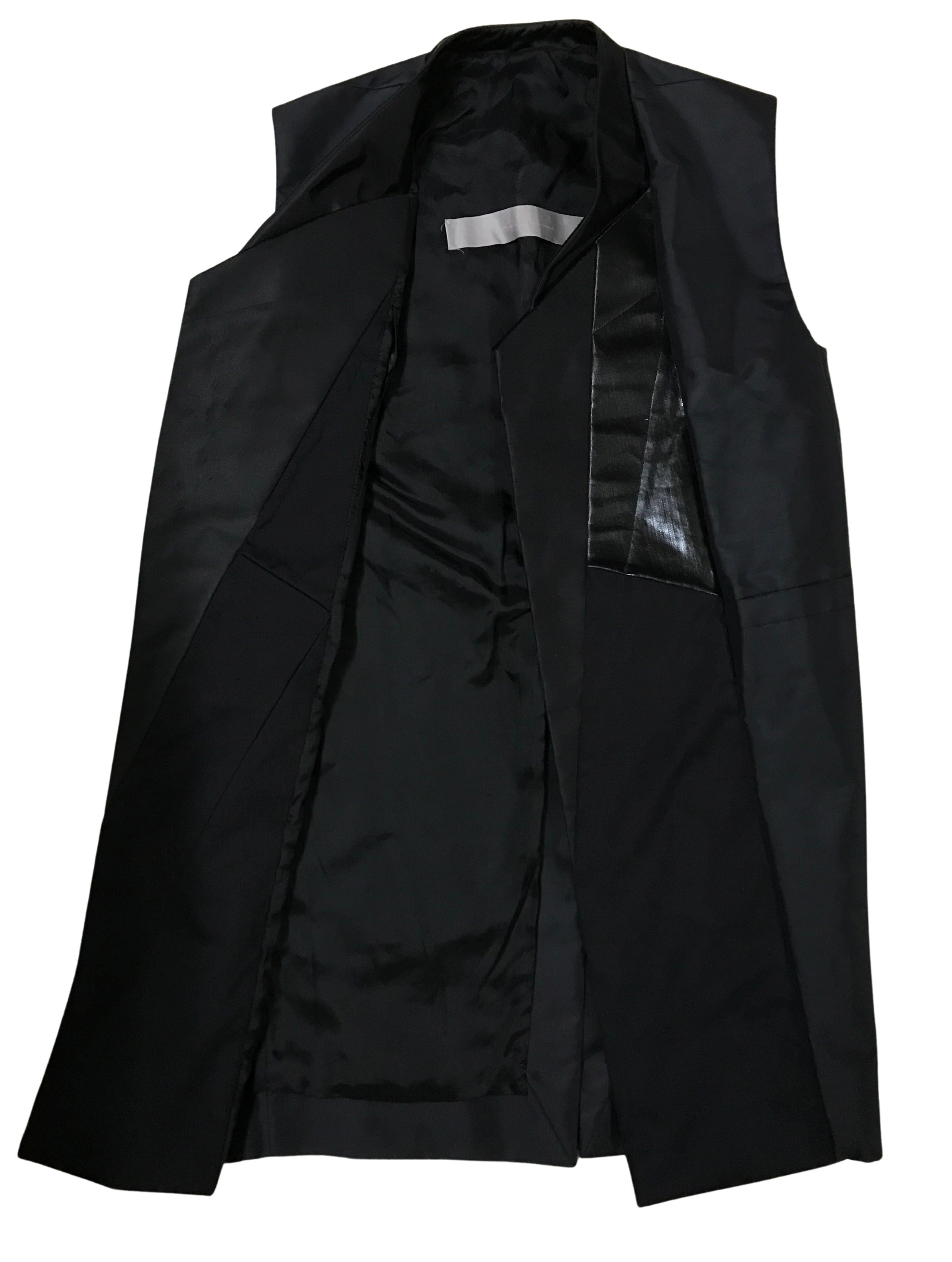 Black Rick Owens Sleeveless Panelled Overcoat, Spring Summer 2016