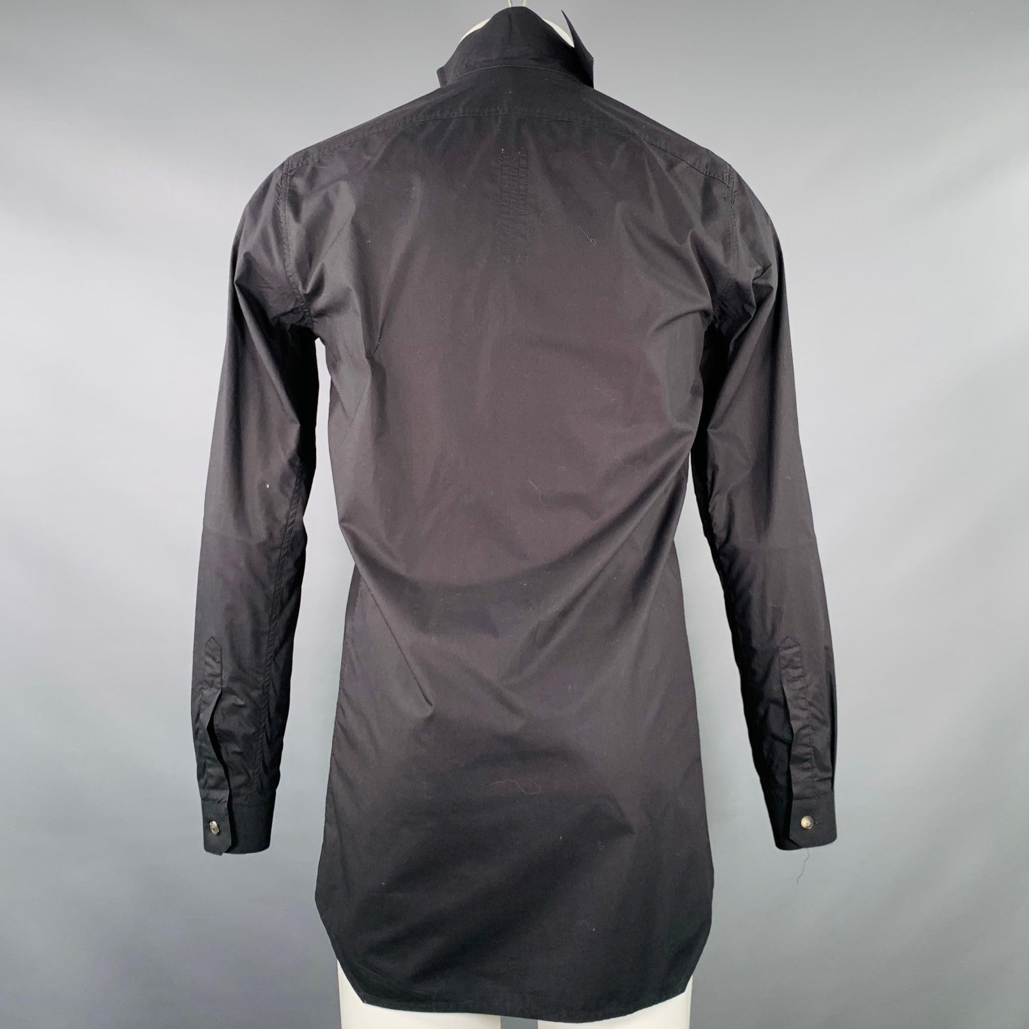 RICK OWENS SS14 Size M Vicious Black Cotton Long Sleeve Shirt In Good Condition In San Francisco, CA
