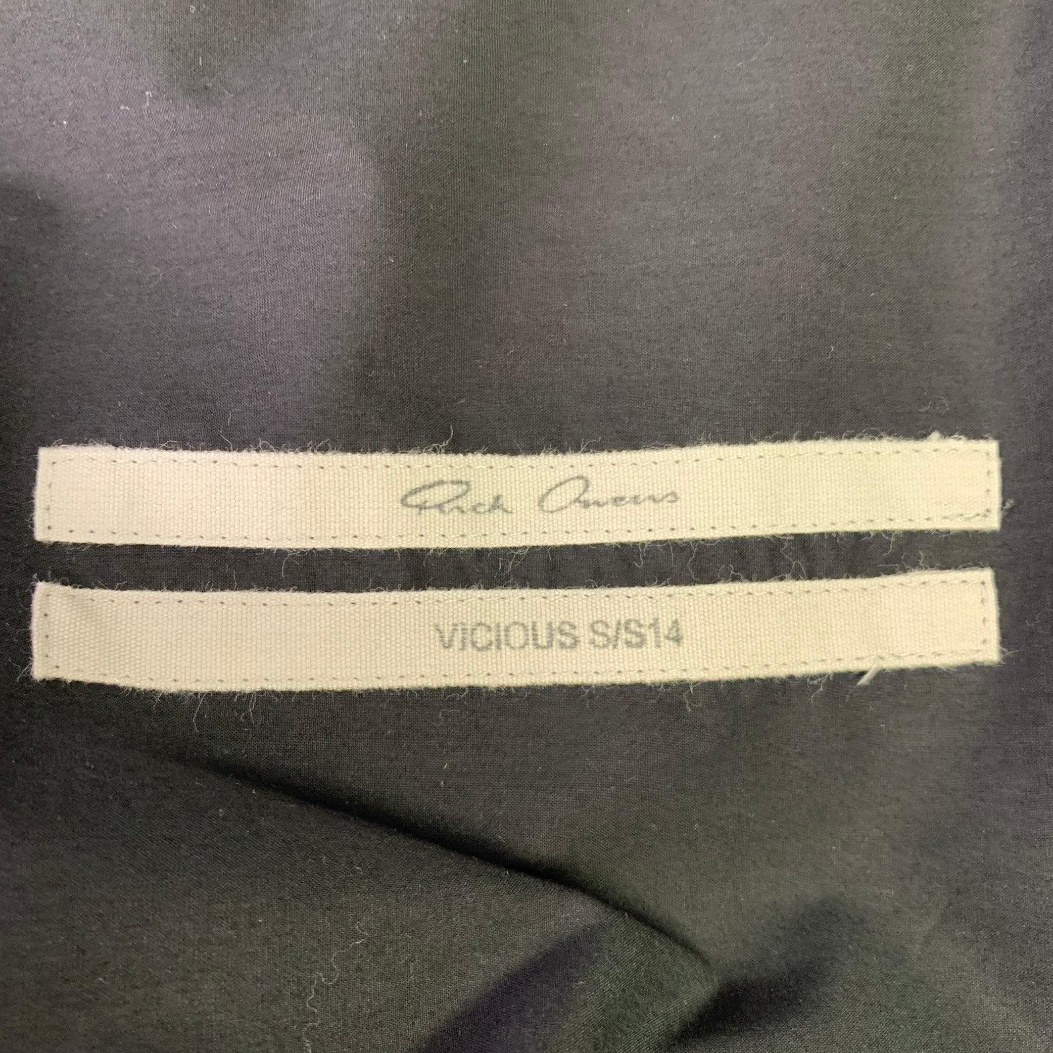 RICK OWENS SS14 Size M Vicious Black Cotton Long Sleeve Shirt 2