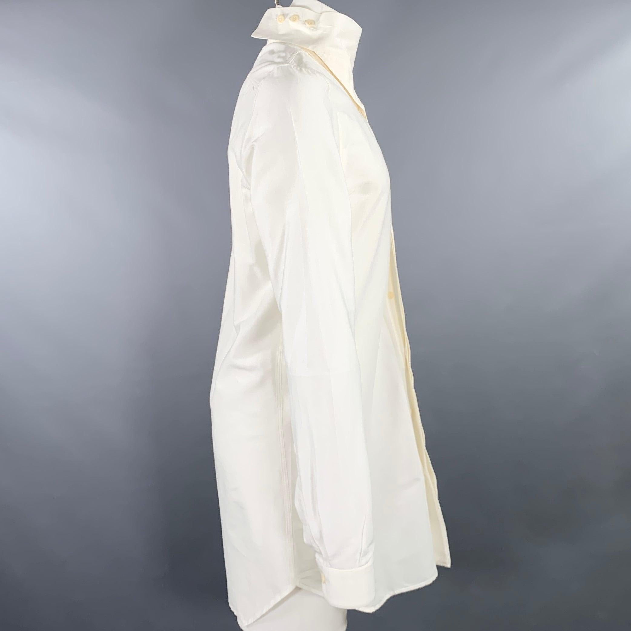 Beige RICK OWENS SS16 Size M -Cyclops- Cream Cotton Silk Long Sleeve Shirt