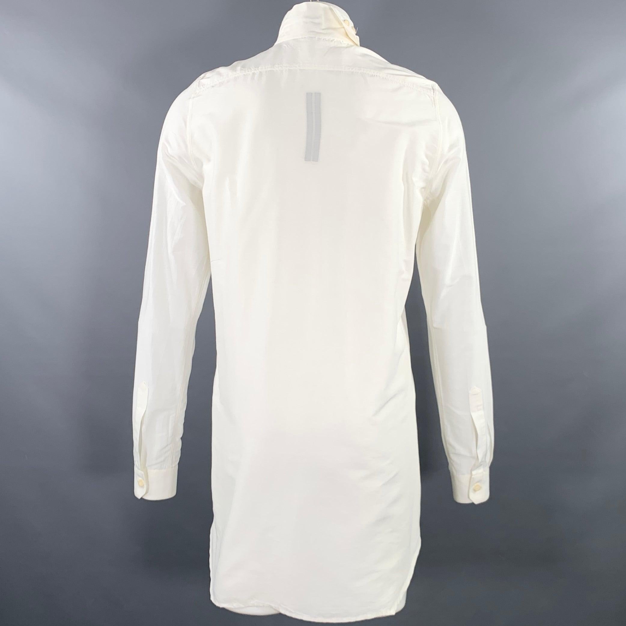 RICK OWENS SS16 Size M -Cyclops- Cream Cotton Silk Long Sleeve Shirt In Excellent Condition In San Francisco, CA