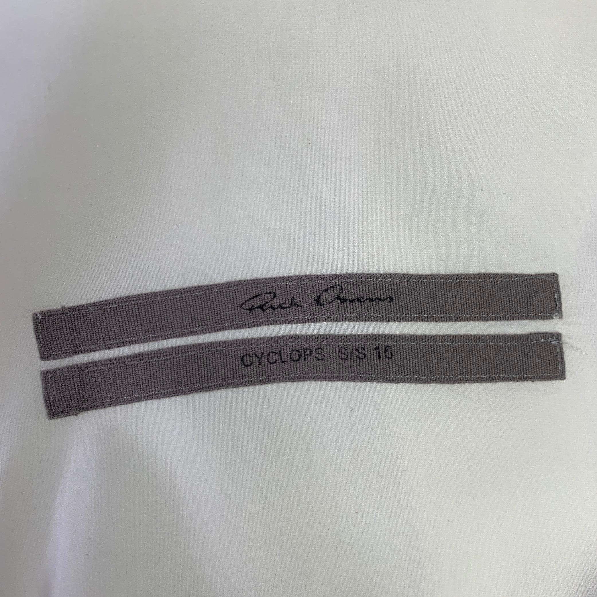 Men's RICK OWENS SS16 Size M -Cyclops- Cream Cotton Silk Long Sleeve Shirt