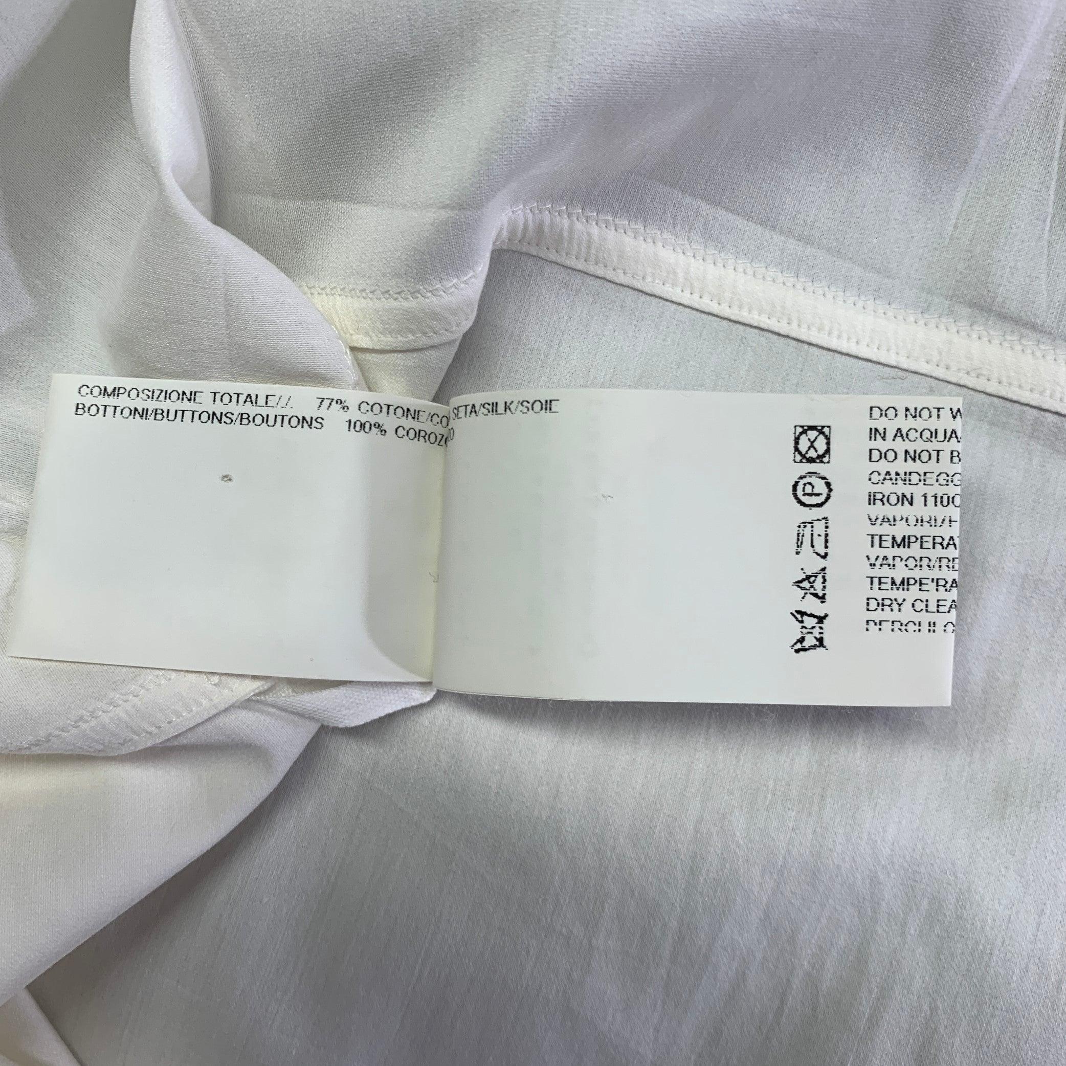 RICK OWENS SS16 Size M -Cyclops- Cream Cotton Silk Long Sleeve Shirt 2