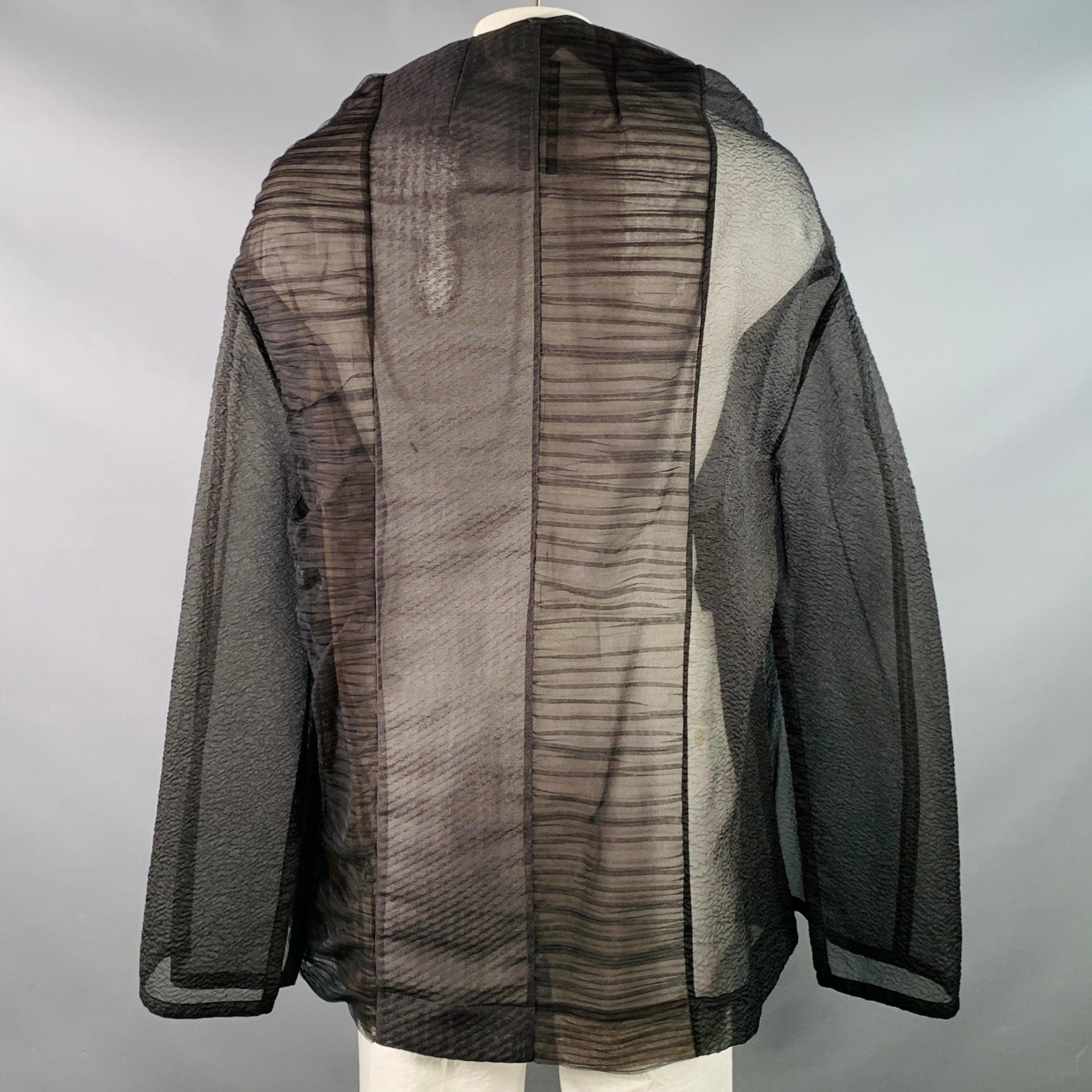 RICK OWENS SS18 DIRT Black Mixed Fabrics Patchwork Organza Snaps Cape In Excellent Condition For Sale In San Francisco, CA