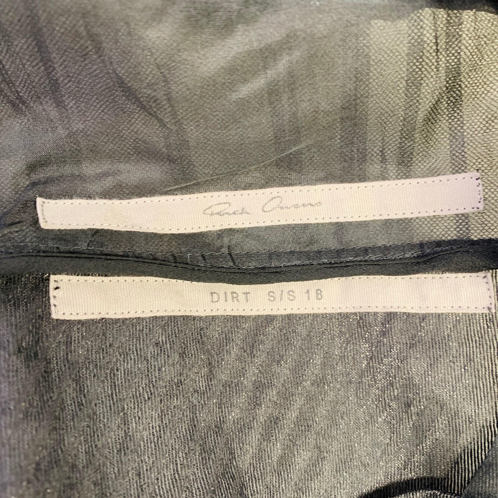 RICK OWENS SS18 DIRT Black Mixed Fabrics Patchwork Organza Snaps Cape For Sale 3