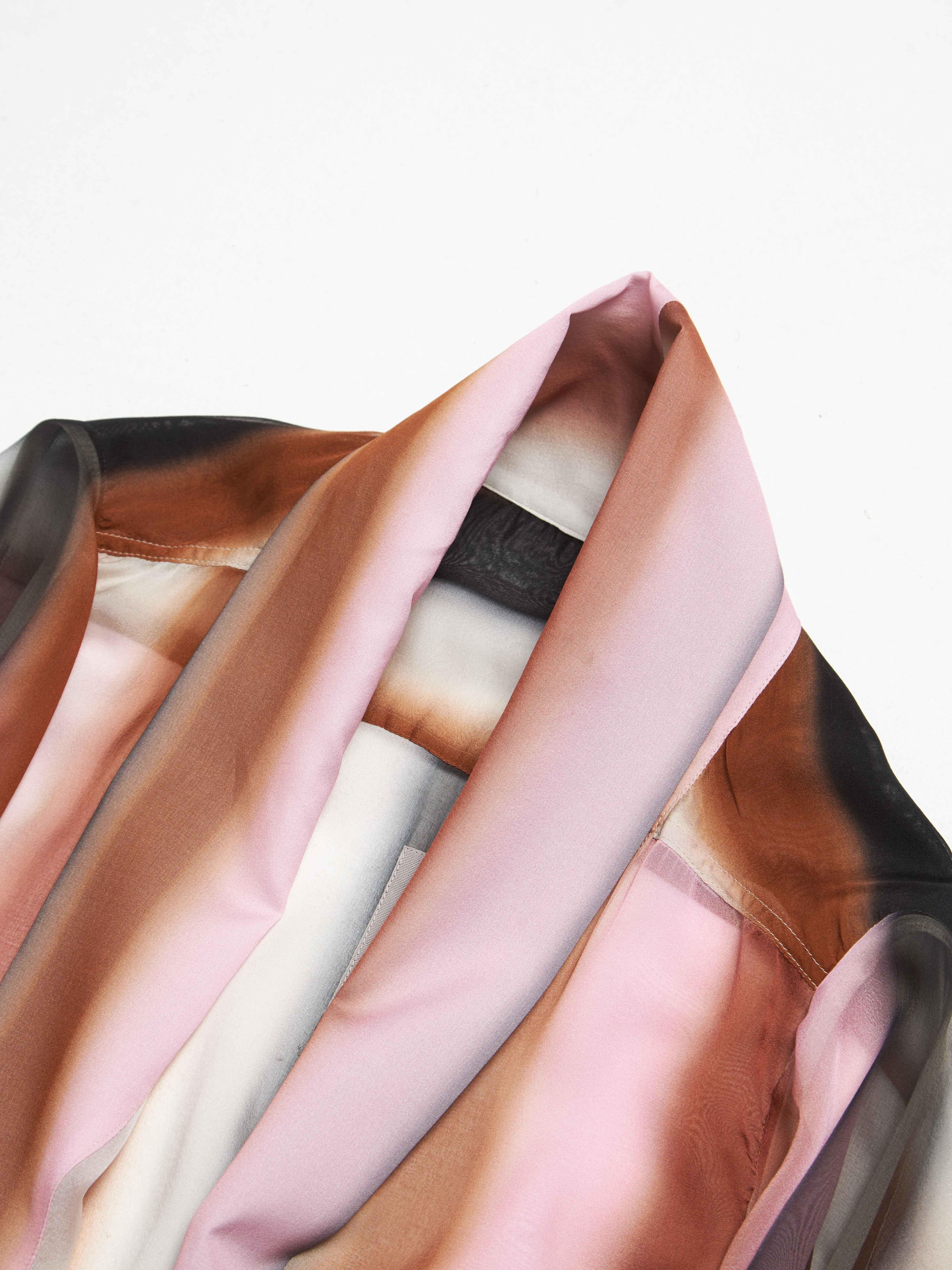 Women's Rick Owens  SS21 Phlegethon Hued Degrade Printed Silk Robe For Sale