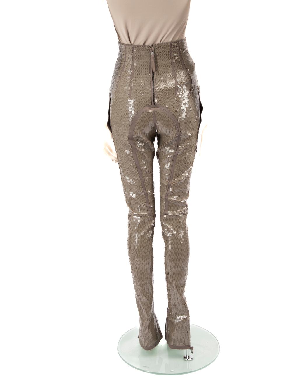 Rick Owens SS23 Pantalones pitillo caqui con lentejuelas Talla S Marrón en venta