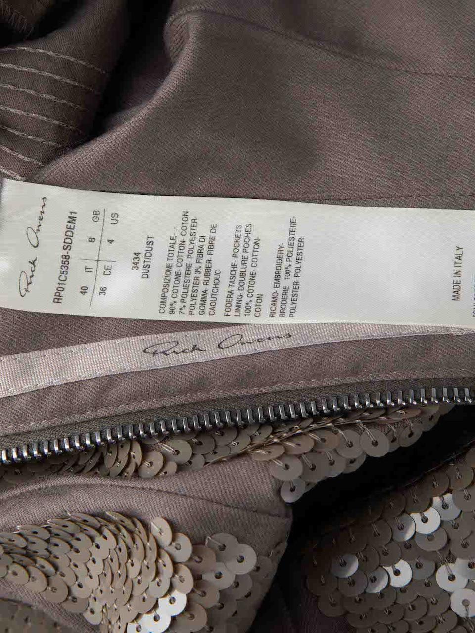 De las mujeres Rick Owens SS23 Pantalones pitillo caqui con lentejuelas Talla S en venta