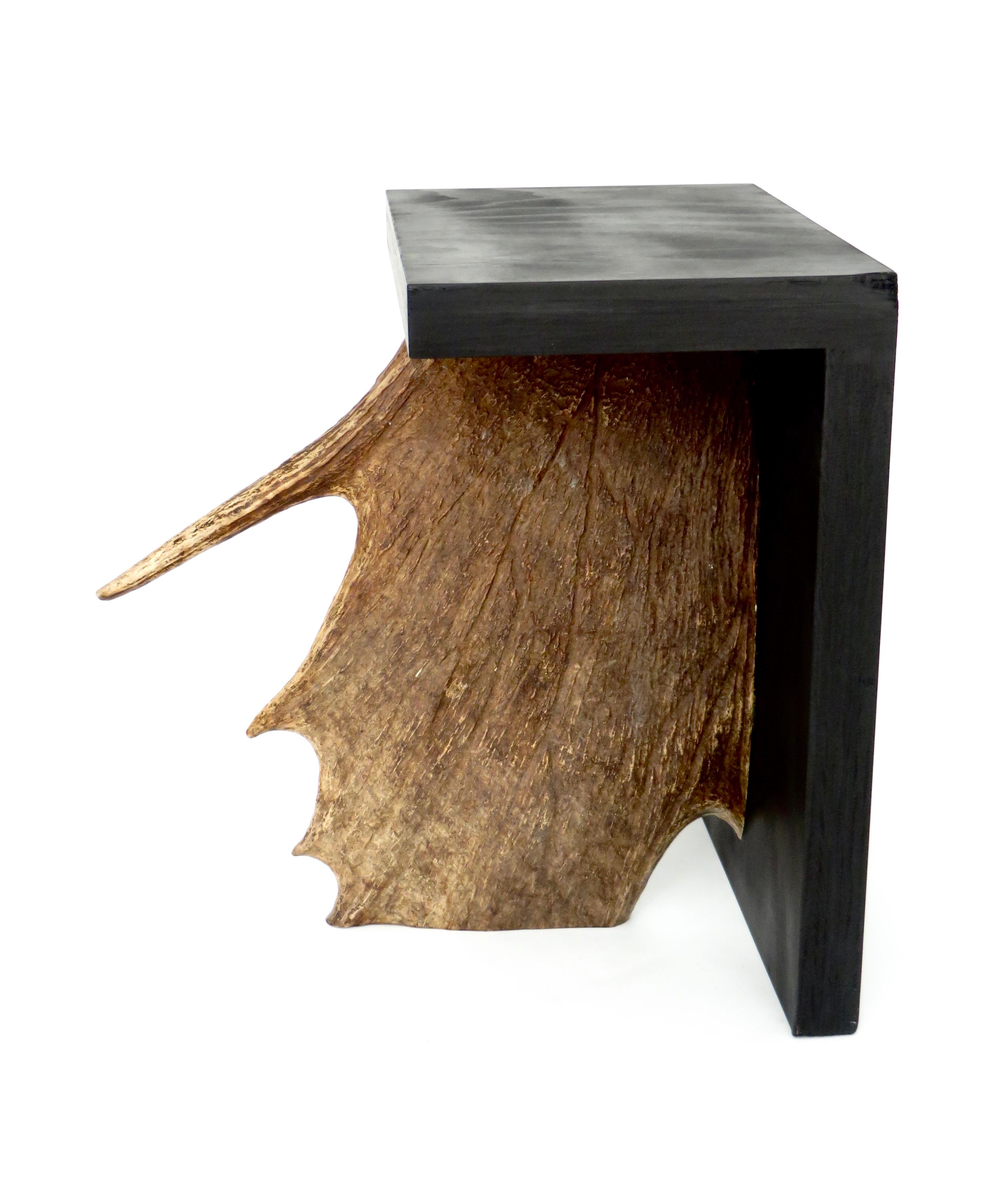 Modern Rick Owens Stag T Stool in Black Stained Wood