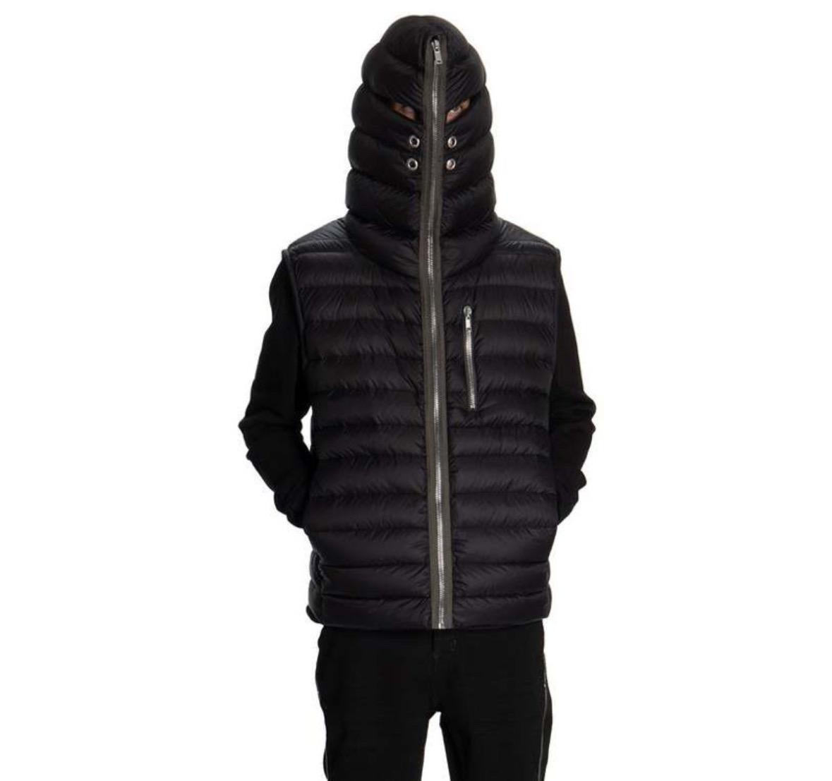 Rick Owens Strobe FW22 Black Gimp Down Puffer Vest Sz IT 52 US 42