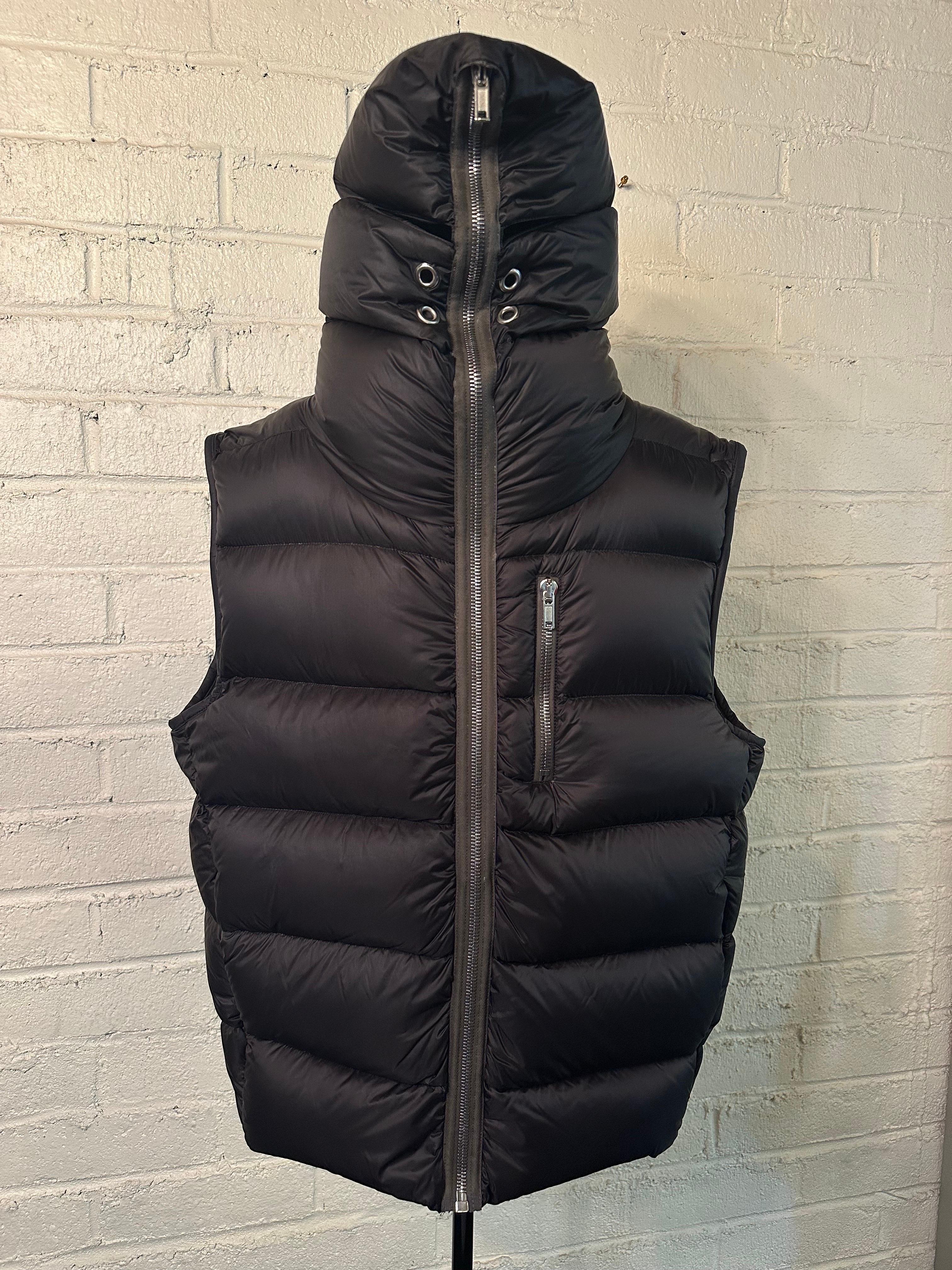 Rick Owens Strobe FW22 Black Gimp Down Puffer Vest Sz IT 52 US 42