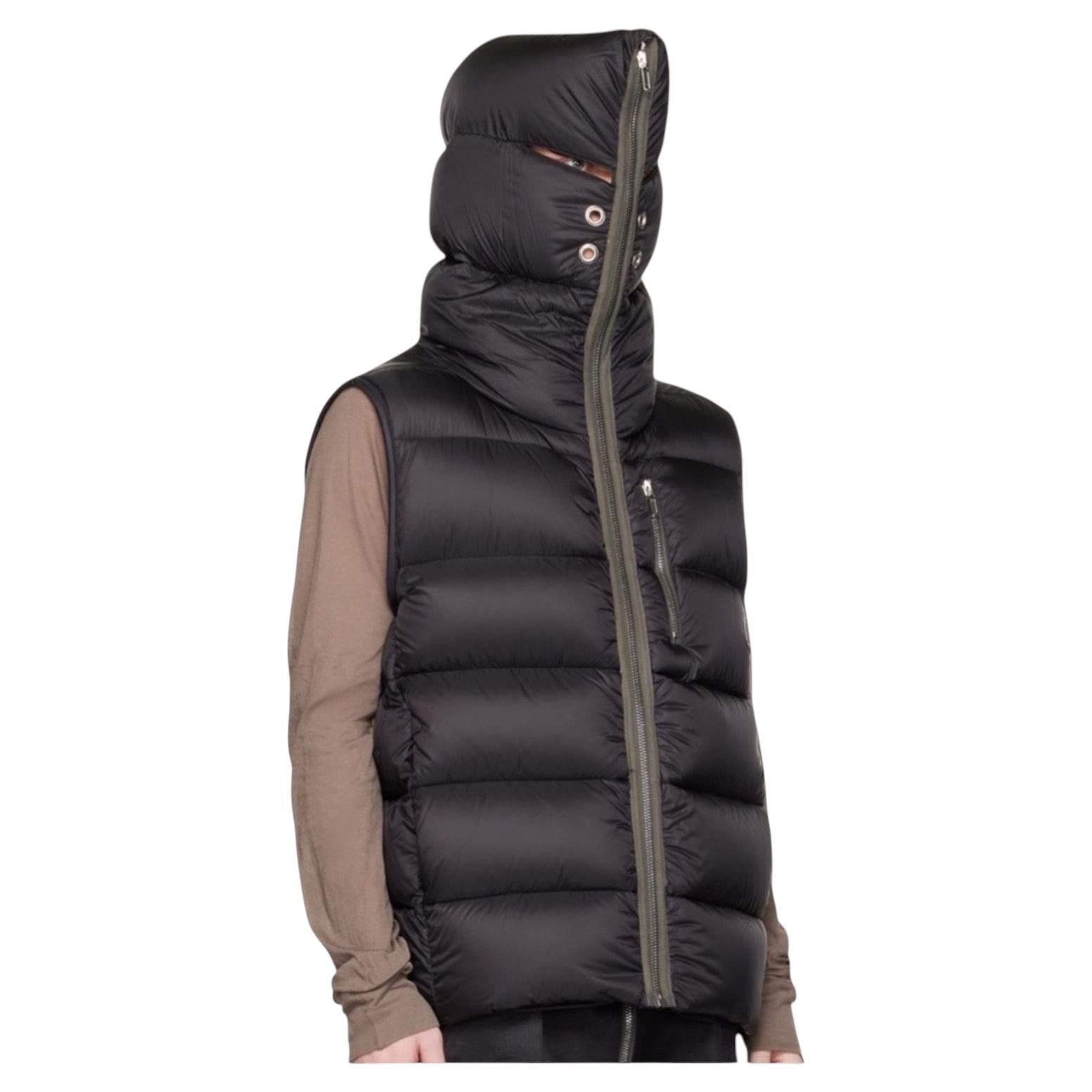 Rick Owens Strobe FW22 Black Gimp Down Puffer Vest Sz IT 52 US 42