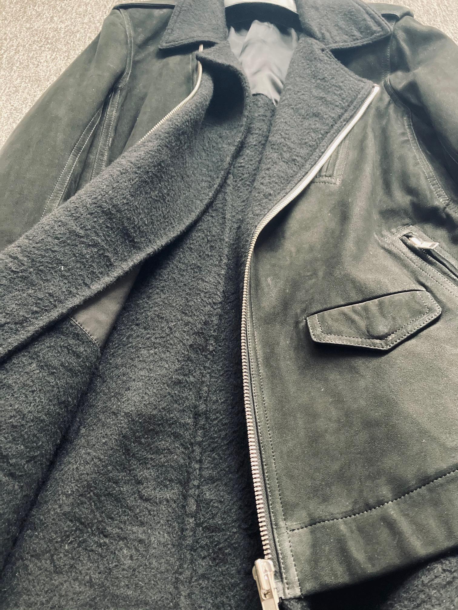 Men's Rick Owens Suede Leather Inside Cashmere Men Biker Jacket Size 48IT(M) For Sale