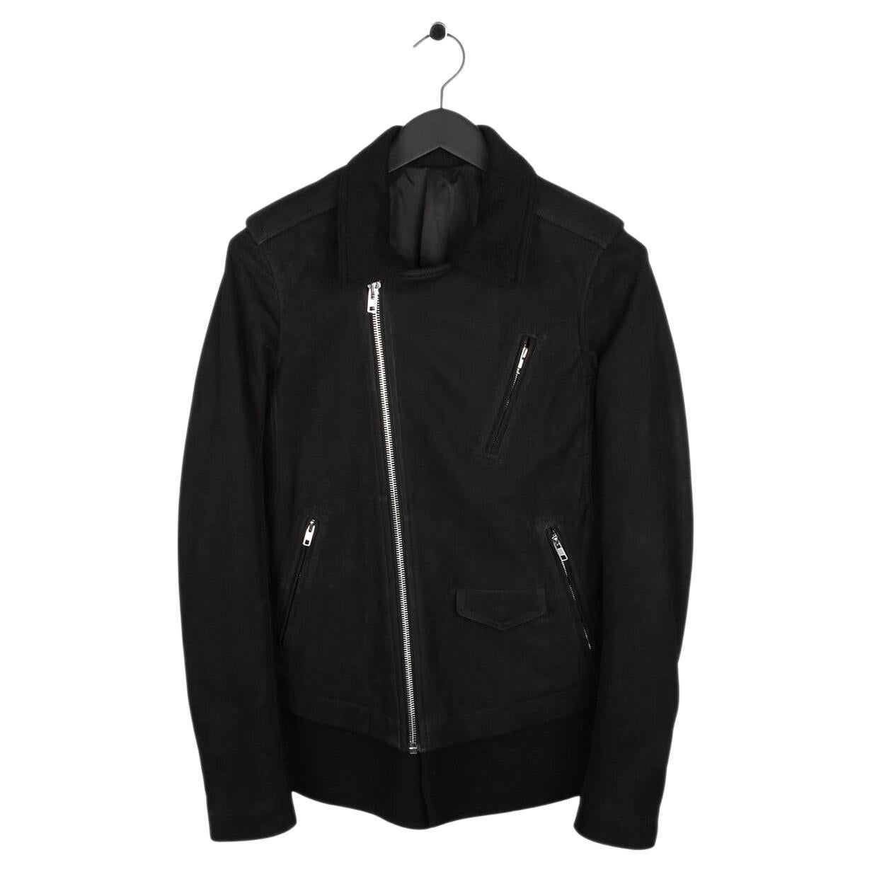 Rick Owens Suede Leather Inside Cashmere Men Biker Jacket Size 48IT(M)