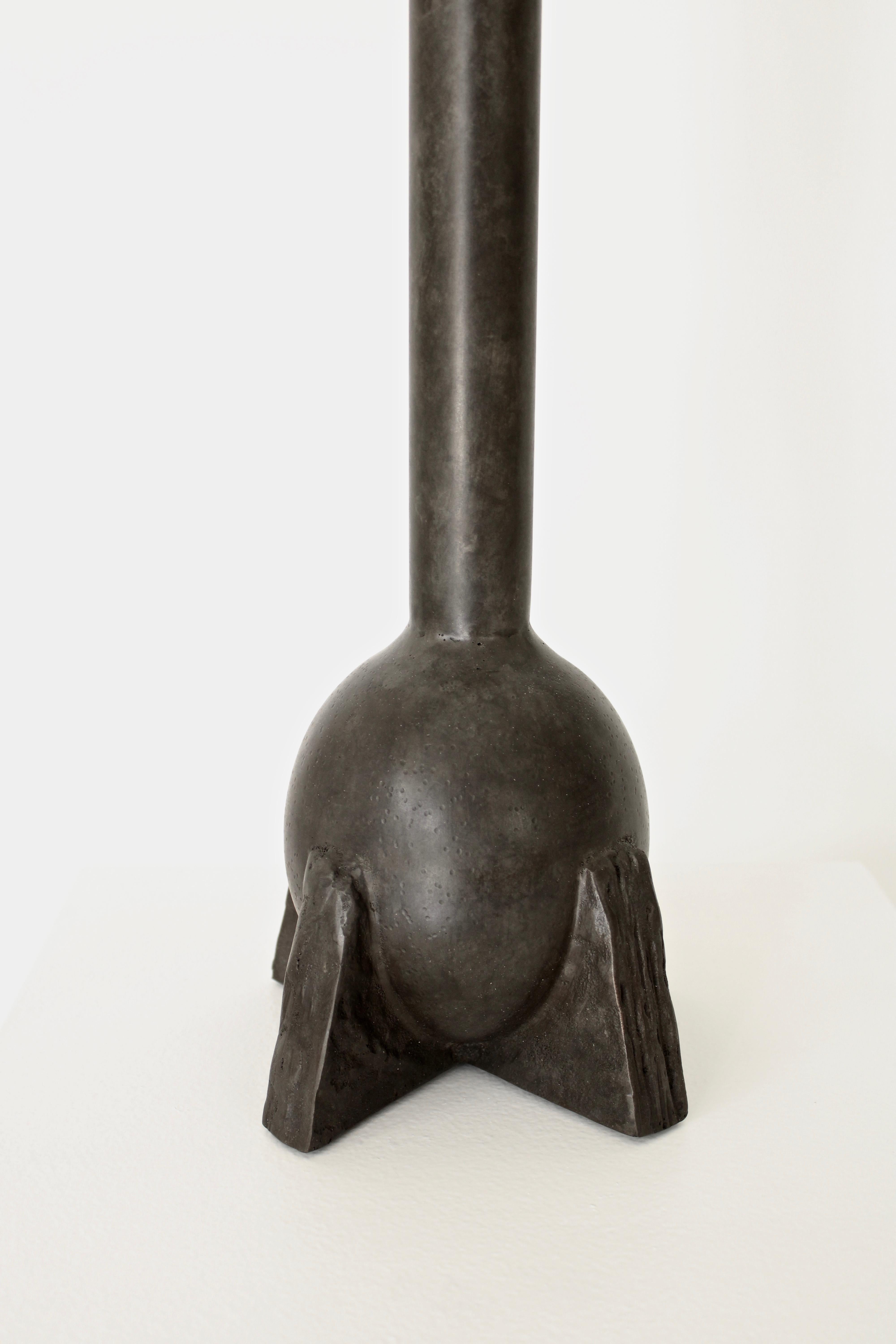 Contemporary Rick Owens Swan Neck Cast Bronze Vase Nitrate Patina For Sale