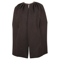 Rick Owens taupe cashmere cape with leather trim 