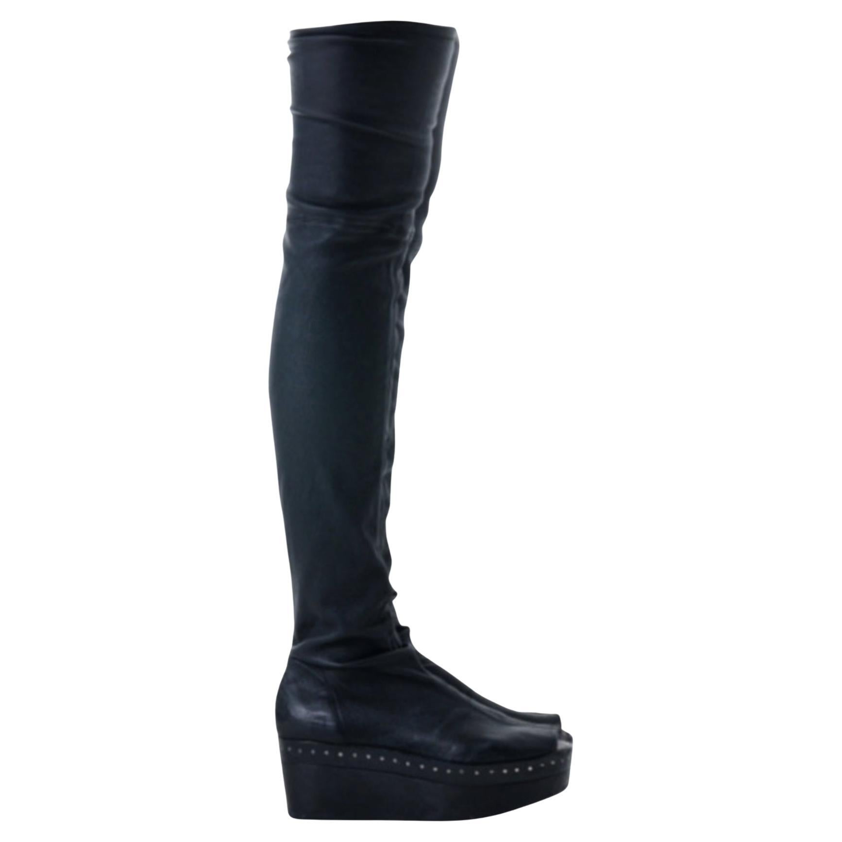 Rick Owens - Bottes à talons compensés en cuir - '10s
