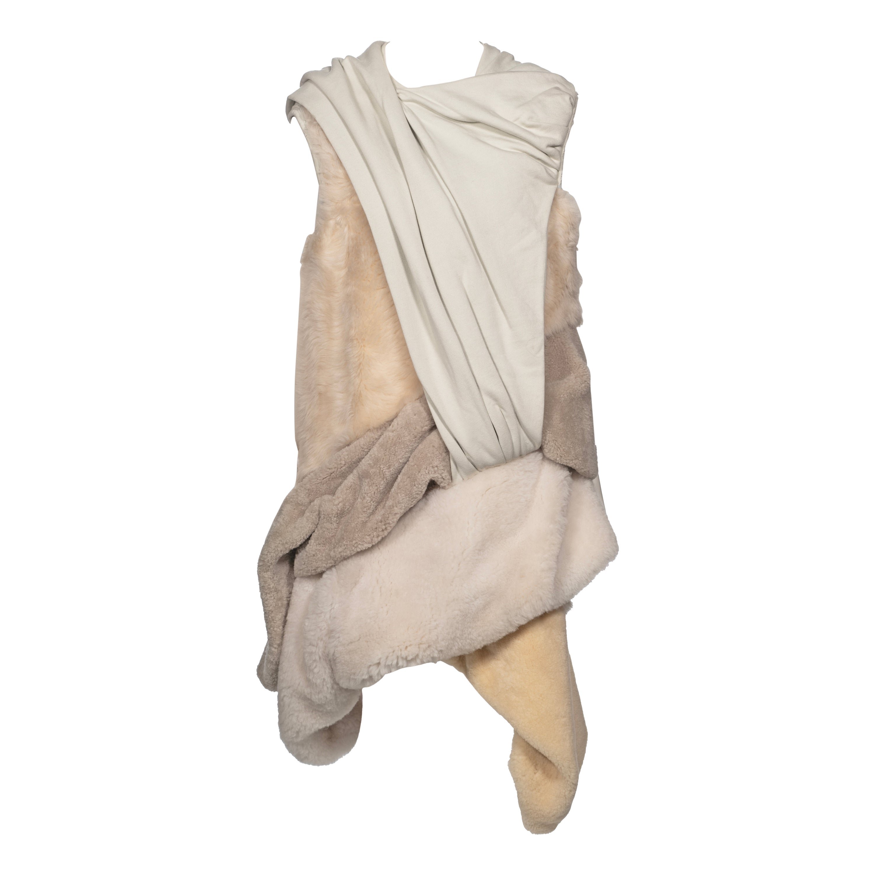 Rick Owens Unisex Draped Shearling 'Mastodon' Dress, fw 2016