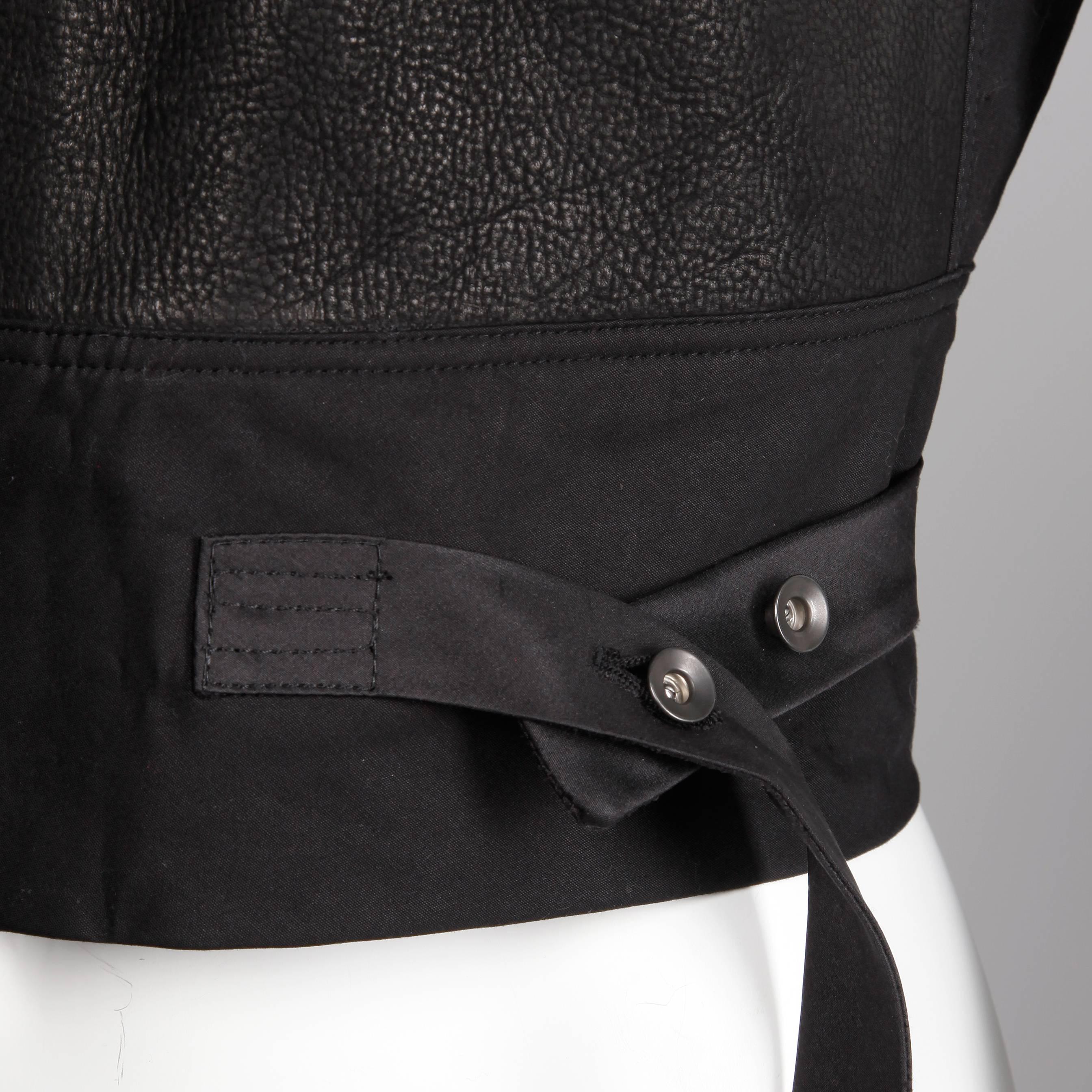 Rick Owens Veste ou gilet en cuir noir Avant Garde S/S 2015 non porté avec étiquettes en vente 1