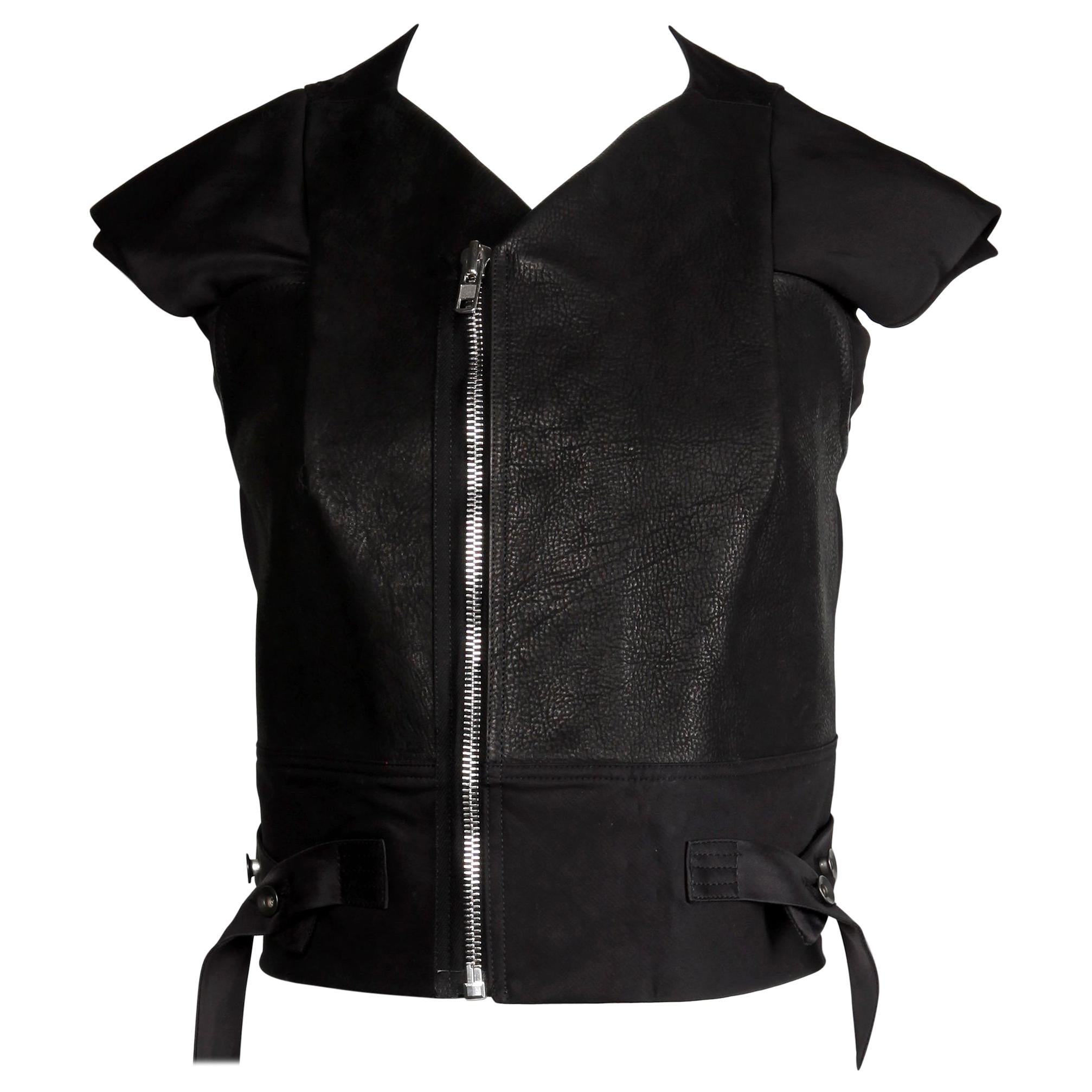 Rick Owens Veste ou gilet en cuir noir Avant Garde S/S 2015 non porté avec étiquettes en vente