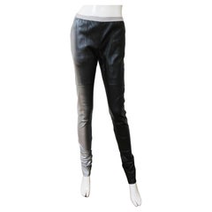 Rick Owens Vintage-Hose aus schwarzem und silbernem Leder mit Ombré-Effekt
