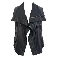 Rick Owens Vintage Buttery Lamb Leather Biker Vest Black US 4 Y2K Funnel neck