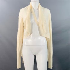 RICK OWENS Vintage CREATCH SS08 Size M Cream Merino Wool Knit Distressed Open Front Cardigan