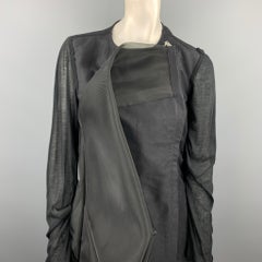 RICK OWENS WALRUS S/S 17 Size 6 Black Mixed Fabrics Silk Giacca Heron Jacket