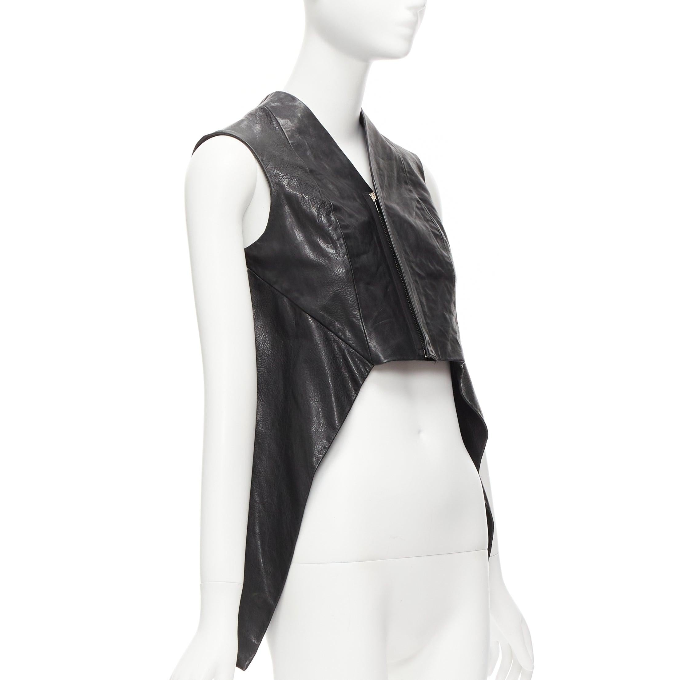 RICK OWENS Wedge black calf leather panelled high low boxy vest IT38 XS
Reference: SSLG/A00004
Brand: Rick Owens
Designer: Rick Owens
Model: Wedge
Material: Calfskin Leather
Color: Black
Pattern: Solid
Closure: Zip
Lining: Black Fabric
Extra
