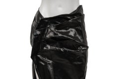 Rick Owens Womens Edfu Maxi Skirt Size IT 42 US 10 Black Waxed Cotton Stretch