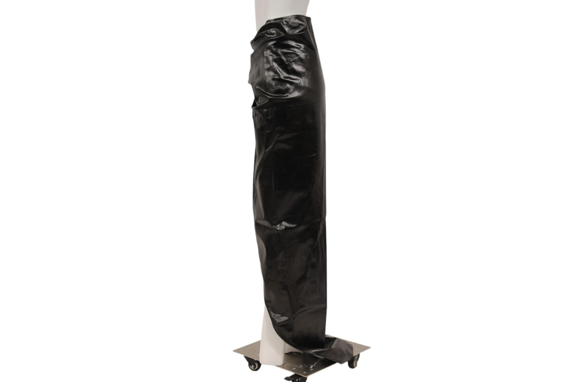 Rick Owens Donna Maxi Gonna Edfu Taglia IT 42 US 10 Nero Cotone Cerato Stretch in vendita 3