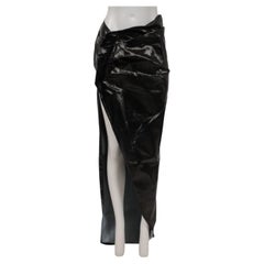 Rick Owens Donna Maxi Gonna Edfu Taglia IT 42 US 10 Nero Cotone Cerato Stretch