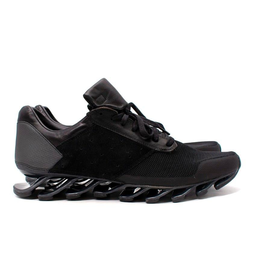  Rick Owens x Adidas Springblade Black Mesh & Leather Low-Top Sneakers
 

 - Black mesh upper with leather trimming to the eyelets and tongue
 - Metallic black heel panel
 - Lace-up design
 - Springblade soles developed by the brand to improve