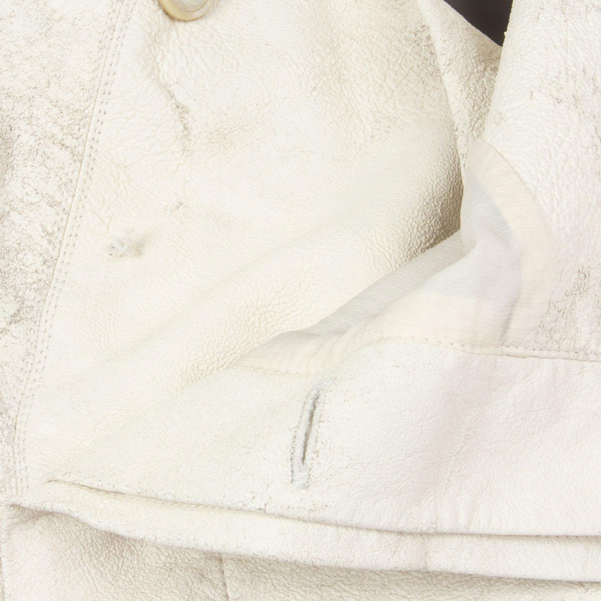RICK OWNES Giacca EILEEN DISTRESSED in pelle bianco sporco 44 L. in vendita 1