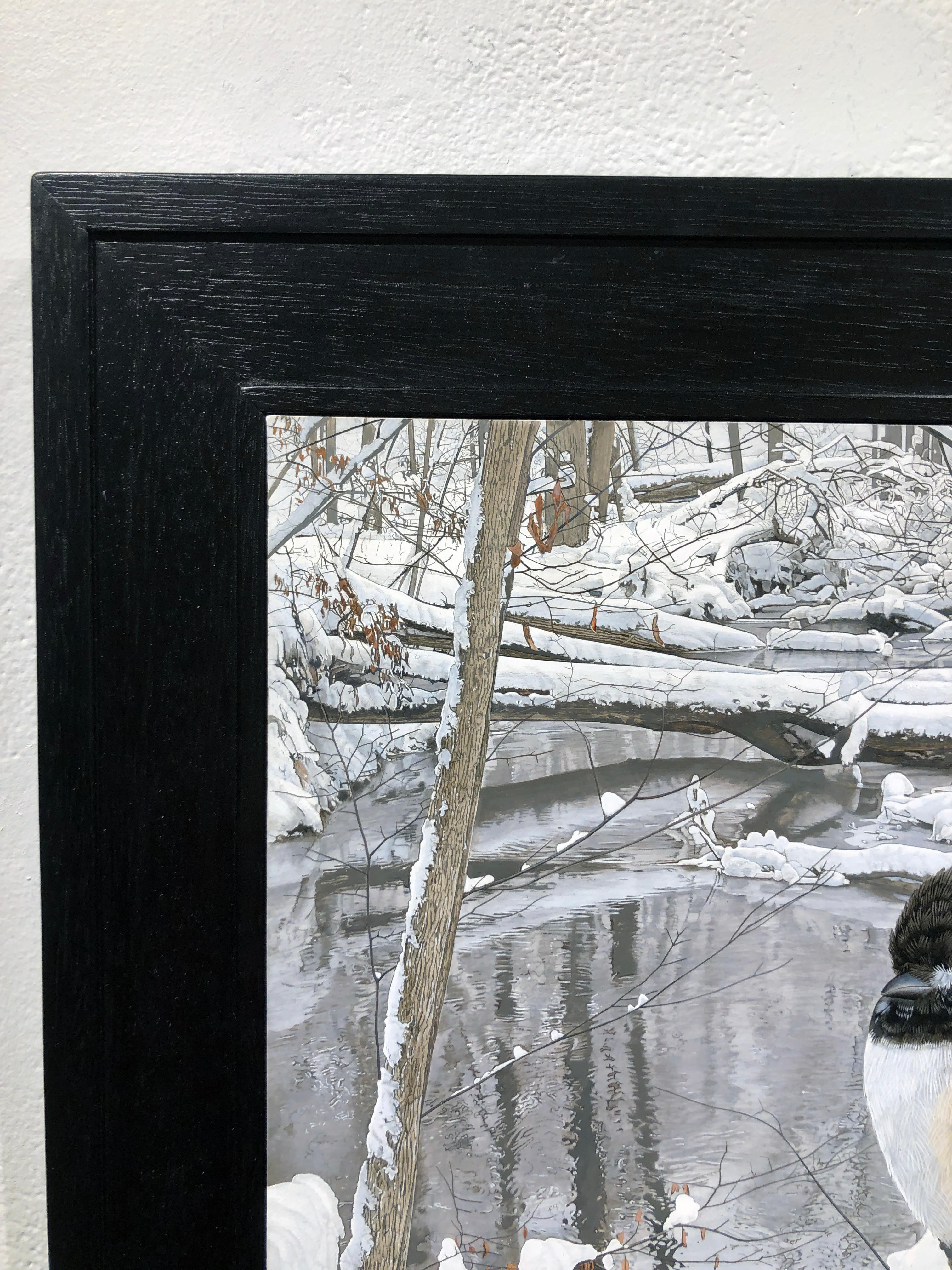Chickadee at Hasler Creek - Photorealistic Painting of Bird in a Winter Scene 2