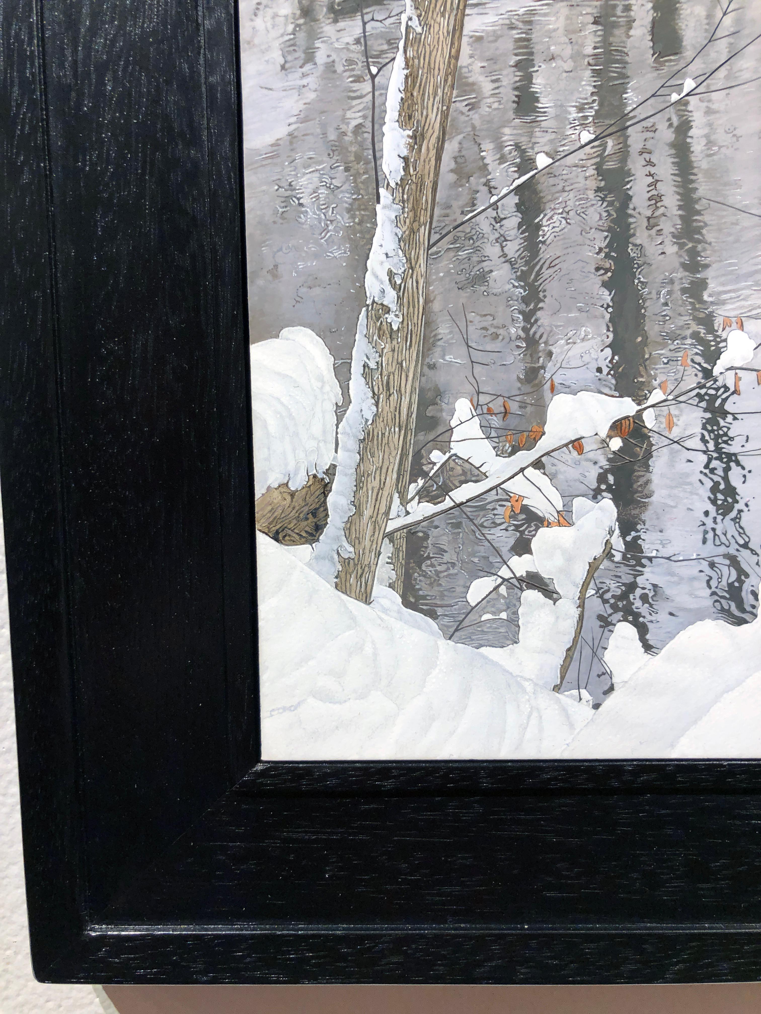 Chickadee at Hasler Creek - Photorealistic Painting of Bird in a Winter Scene 5