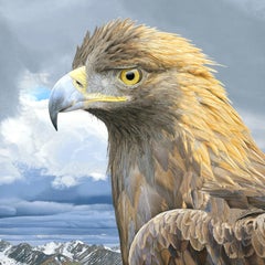 Polychromer Adler - Fotorealistisches Porträt eines goldenen Adlers in Denali, gerahmt