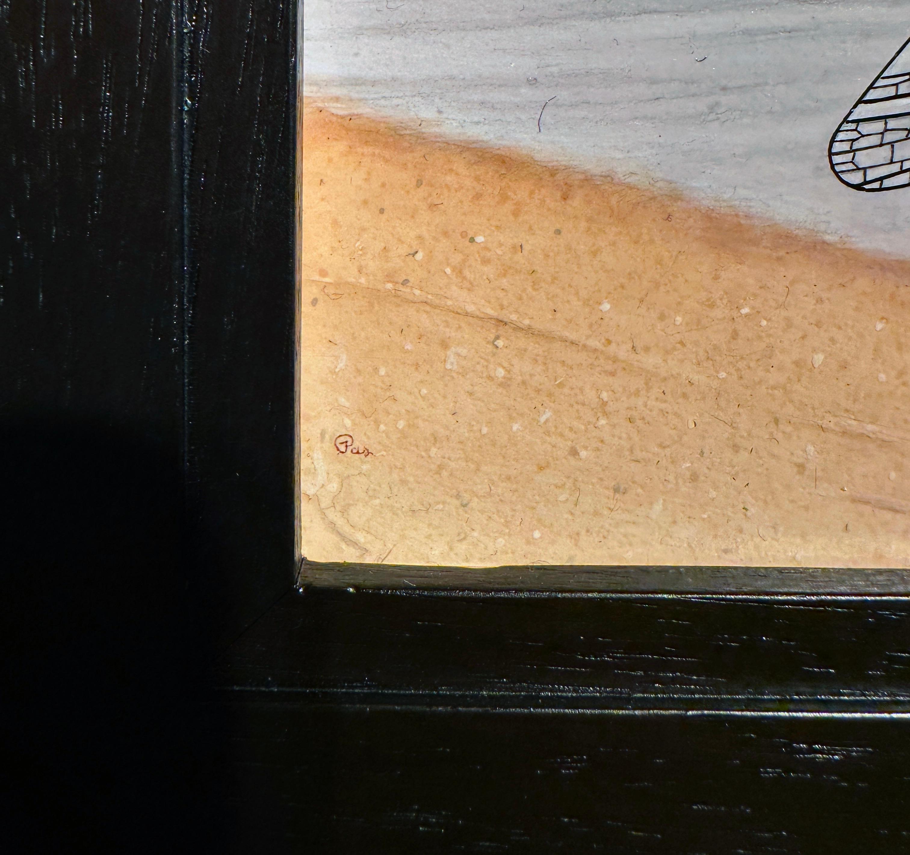 Shore Patrol - Fotorealistisches Gemälde einer Libelle, die über eine Küste schwebt im Angebot 5