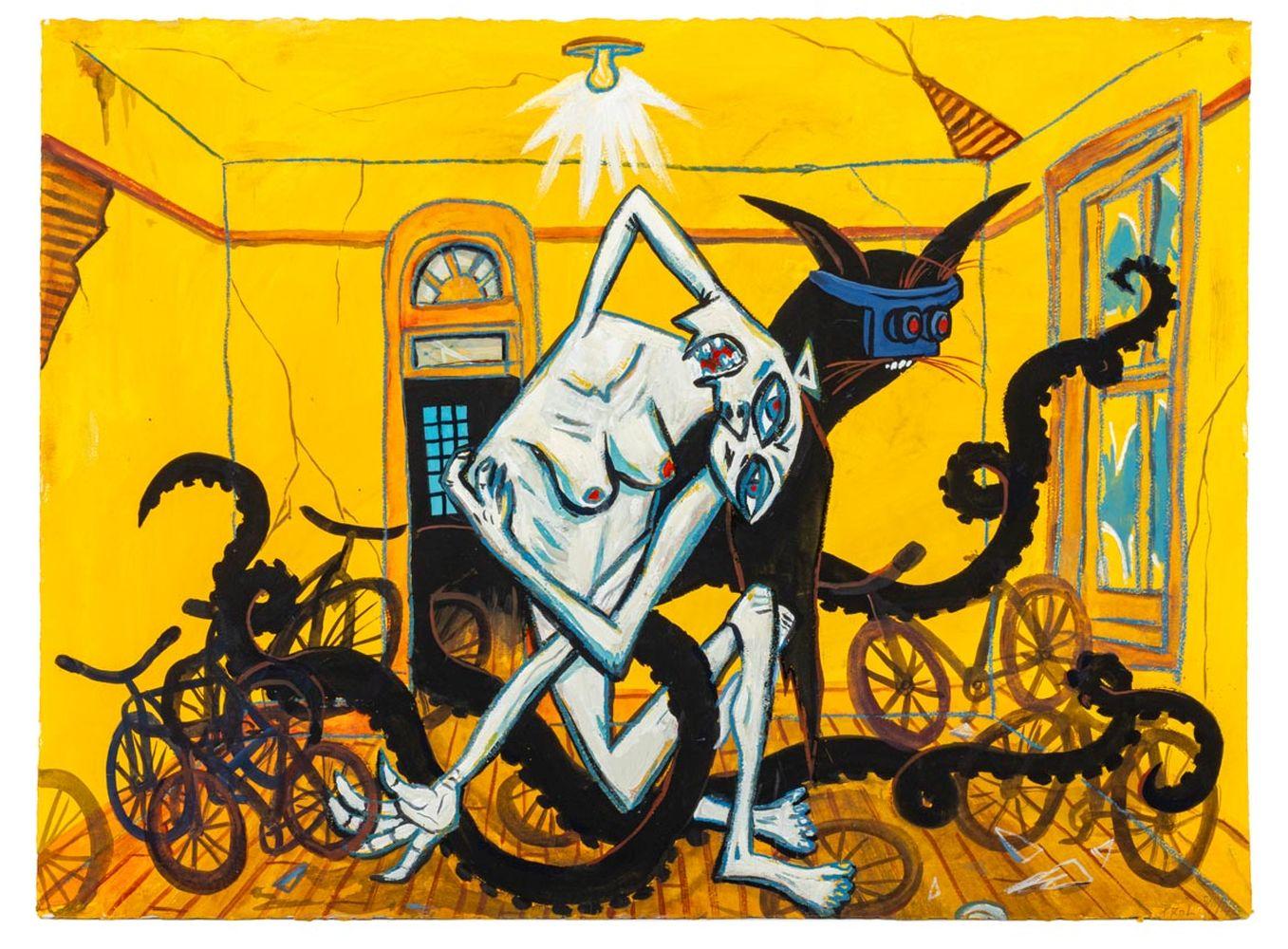 Figurative Painting de Rick Prol - Sin título (Escena interior figurada)