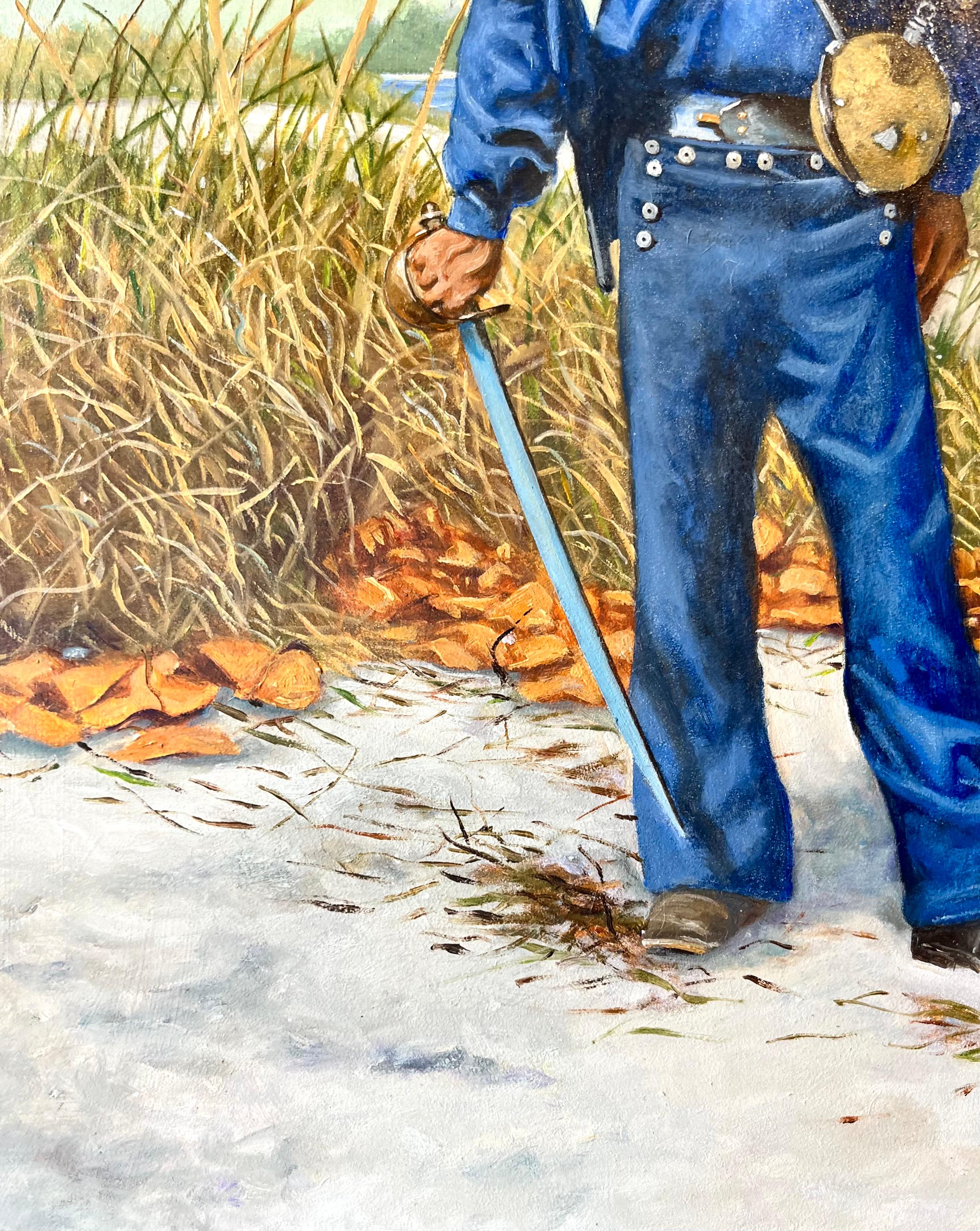 Le soldat de Rick Dedic est un portrait historique saisissant qui reflète la maîtrise de l'artiste en matière de réalisme militaire et son attachement à l'exactitude historique. Peinte à l'huile alkyde, l'œuvre représente un marin de l'Union