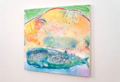 Above the Beach 9 - colourful, animal, indigenous, figurative, acrylic on canvas