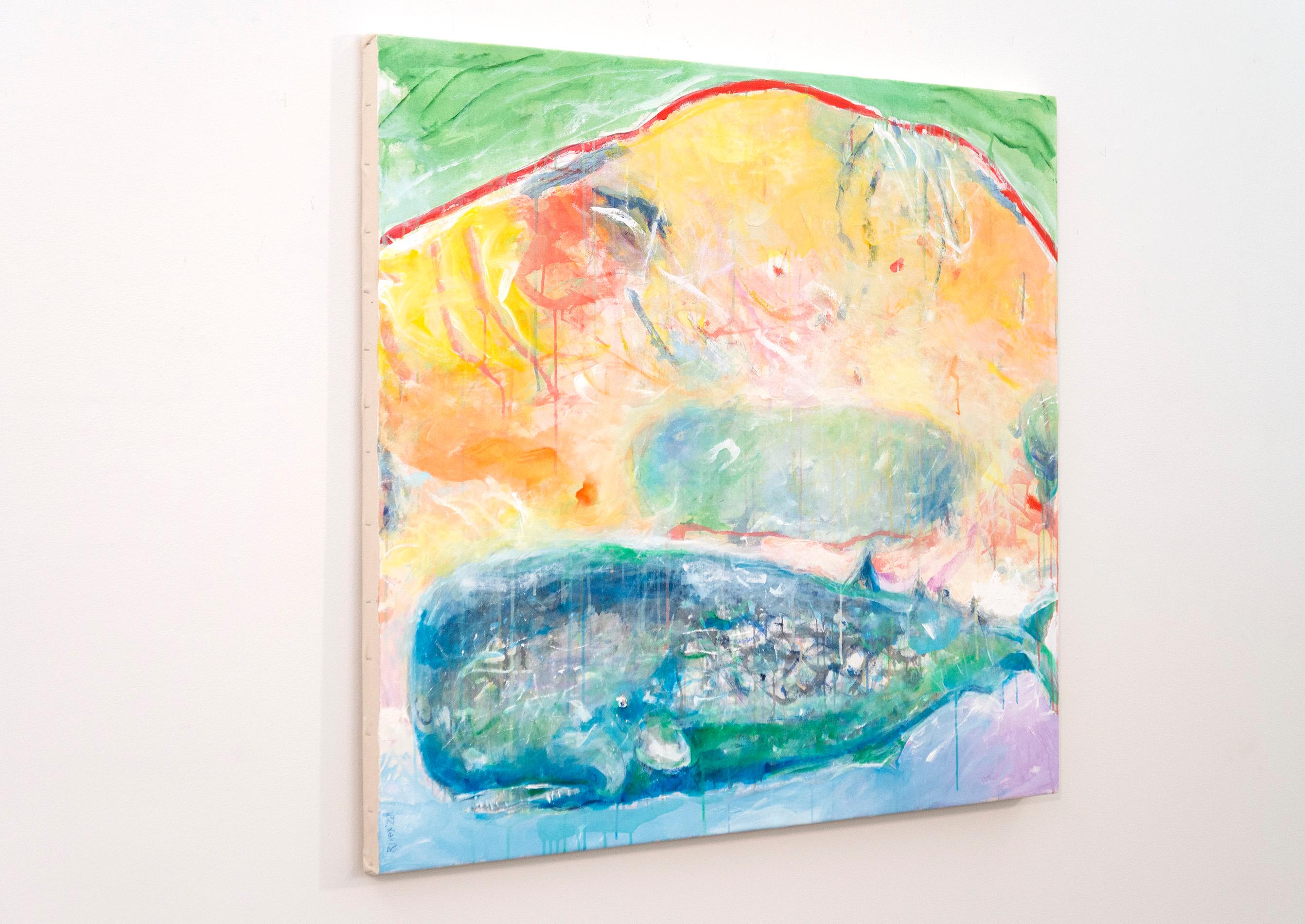 Above the Beach 9 – farbenfrohes, tierisches, indigenes, figuratives, Acryl auf Leinwand (Zeitgenössisch), Painting, von Rick Rivet