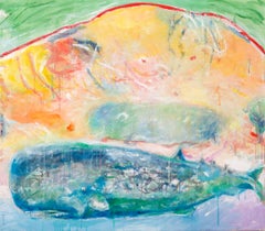 Above the Beach 9 - coloré, animal, indigène, figuratif, acrylique sur toile