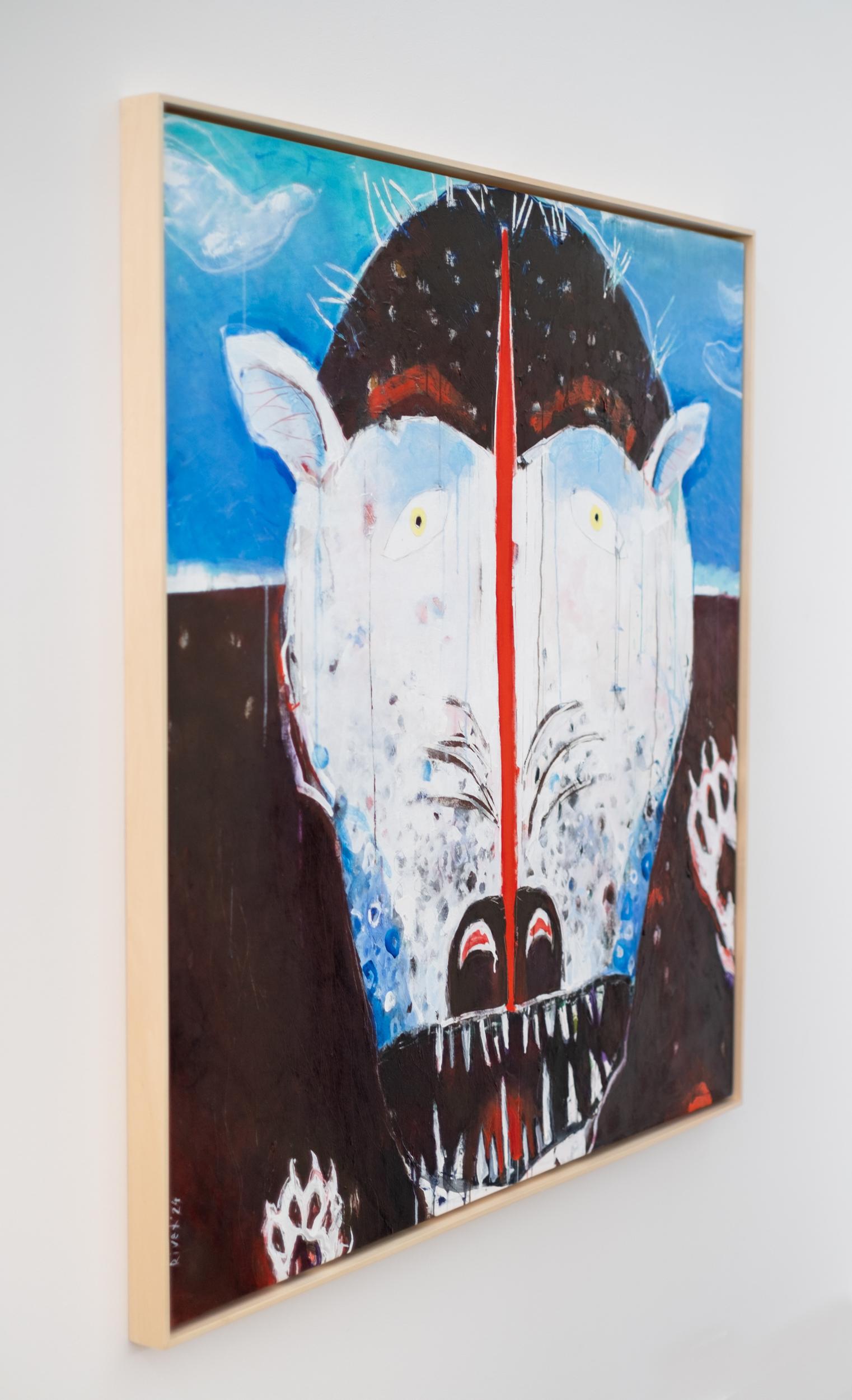 Lupo artico - colorato, animale, indigeno, figurativo, acrilico su tela - Painting Contemporaneo di Rick Rivet