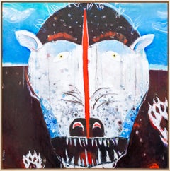 Lupo artico - colorato, animale, indigeno, figurativo, acrilico su tela