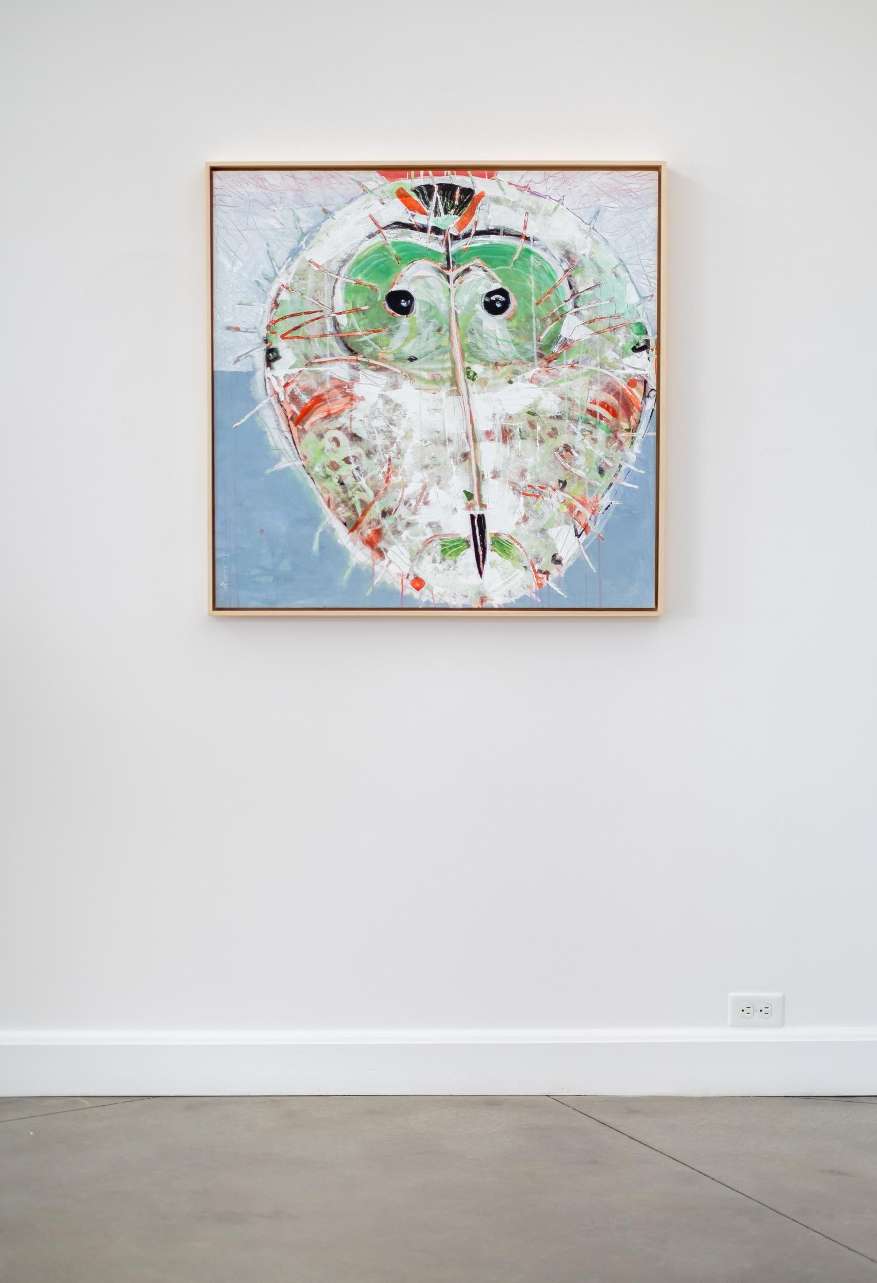 Gufo barrato - colorato, animale, indigeno, figurativo, acrilico su tela - Painting di Rick Rivet